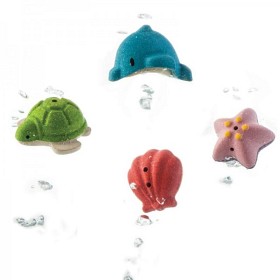 Bilde av PlanToys Badleksaker i trä 4-pack