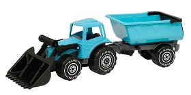 Bilde av Plasto Traktor med frontlaster og henger 56 cm (Turkis)