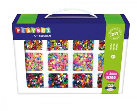 Bilde av Playbox Pärlset 12 färger pastell & randig 8000 rörpärlor