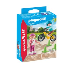 Bilde av Playmobil City Life - Barn med rullskridskor och cykel