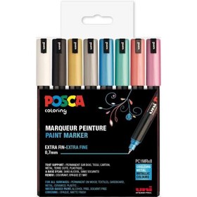 Bilde av Posca Marker PC-1MR Extra fine 8 stk (Metalliske farger)