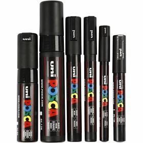 Bilde av Posca Marker 6 linjebredder (svart)