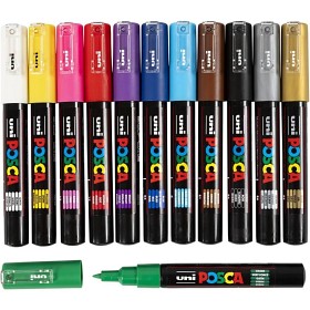 Bilde av Posca Marker PC-1M Extra Fine 12 stk (Mixade farger) 
