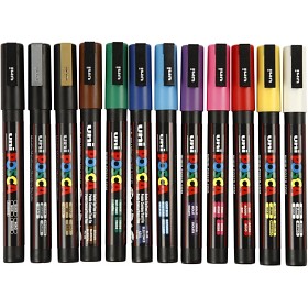 Bilde av Posca Marker PC-3M Fine 12 stk (Mixade farger)