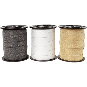 Bilde av Presentsnören 4-pack 3x15 m (Guld, silver, svart, glitter)