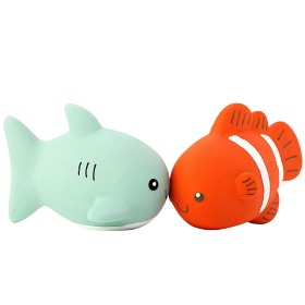 Bilde av Rätt Start Badleksak Naturgummi 2-pack Haj och Clownfisk