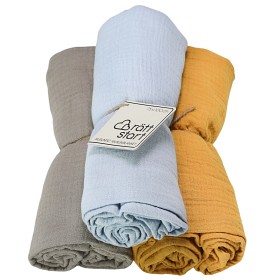Bilde av Rätt Start Muslintepper 3-pack (Beige/Blå/Gul)