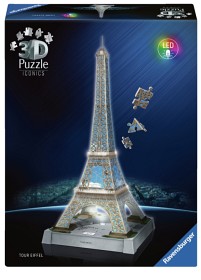 Bilde av Ravensburger 3D puslespill Iconic La Tour Eiffel with Light 216-bitar
