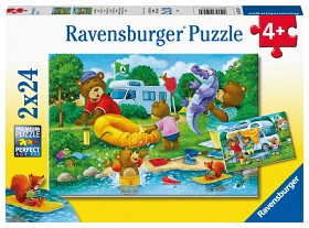Bilde av Ravensburger Puslespill  Bjørnefamilien camper (2x24 stykker)