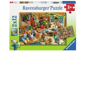 Bilde av Ravensburger Pussel Christmas Toy Factory Puslespill 2x12 brikker