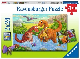 Bilde av Ravensburger Pussel Lekande Dinosaurier 2x24-bitar