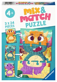 Bilde av Ravensburger Puslespill Mix & Match Søte dinosaurer (3x24 stykker)