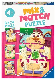 Bilde av Ravensburger Puslespill Mix & Match Mine venner på gården (3x24 stykker)