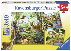 Bilde av Ravensburger Pussel Skog, zoo och bondgård 3x49-bitar