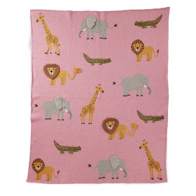 Bilde av Rice Babypledd Strikket Animals (Pink)