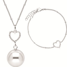 Bilde av Bola Gravidhalskjede og Armbånd med Krystallhjerte (Sølv)