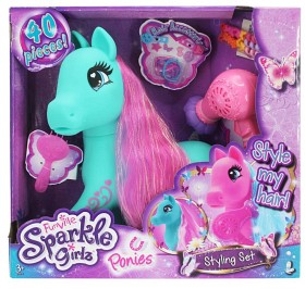 Bilde av Sparkle Girlz Turkos ponny med hårfön