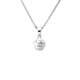 Bilde av Sweethearts Barnhalsband i silver (Cupcake med steiner)