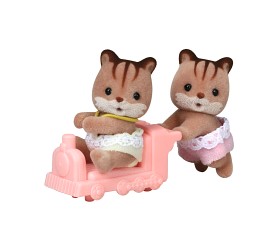 Bilde av Sylvanian Families Ekorretvillingar med lokomotiv