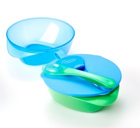 Bilde av Tommee Tippee Explora Skålar med lock och sked 2-pack (Blå/Grön)