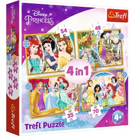 Bilde av Trefl Disney Princess Puslespill 4i1 (35-48-54-70-brikker)