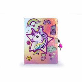 Bilde av Unicorn Glitter Diary With Mirror And Pom Pom Pen