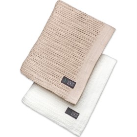 Bilde av Vinter & Bloom Soft Grid Eko Tepper 2-pakke (Bright White/Golden Sand)
