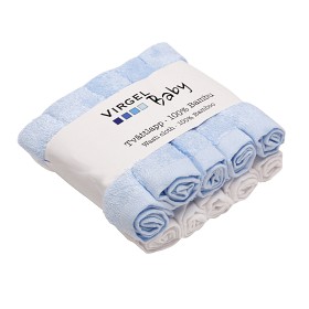 Bilde av Virgel Baby Tvättlappar 10-pack (Vit/Ljusblå)