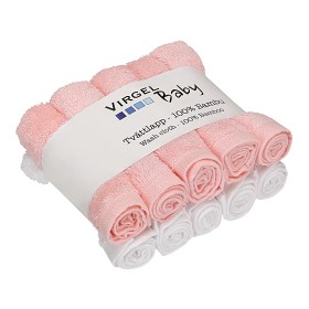 Bilde av Virgel Baby Tvättlappar 10-pack (Vit/Ljusrosa)
