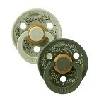 BIBS Colour Latekssmokk 2-pack Size 1 Holiday Leaf (Sage/Hunter Green)