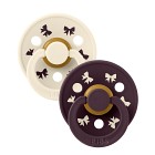 BIBS Colour Latekssmokk 2-pack Size 2 Holiday Bow (Ivory/Plum)
