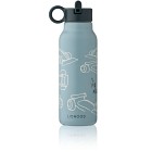 Liewood Falk Vannflaske 350 ml Race cars (Beach Blue)