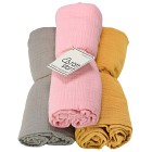 Rätt Start Muslintepper 3-pack (Beige/Blå/Rosa)